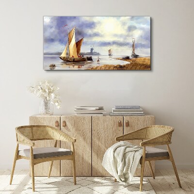 Vászonkép Csendes kikötő vitorlásokkal