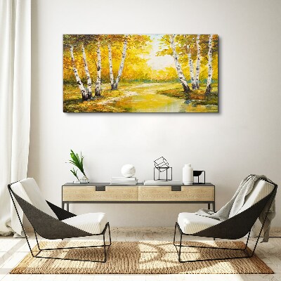 Vászonkép Arany ősz a nyírfák között