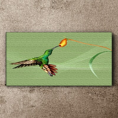 Vászonkép Kolibri egy virágnál