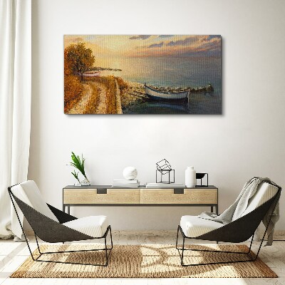 Vászonkép Csendes kikötő a lenyugvó napon