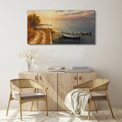 Vászonkép Csendes kikötő a lenyugvó napon