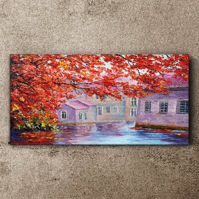 Vászonkép Őszi elmélkedések a vízen