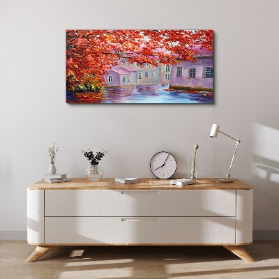 Vászonkép Őszi elmélkedések a vízen