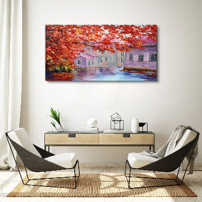 Vászonkép Őszi elmélkedések a vízen