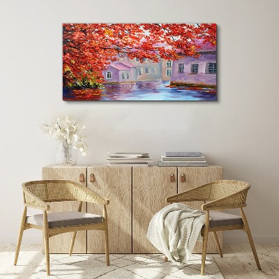 Vászonkép Őszi elmélkedések a vízen