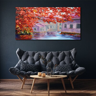 Vászonkép Őszi elmélkedések a vízen