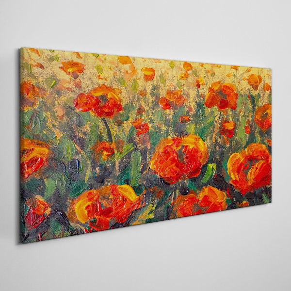 Vászonkép Virágos rét narancssárga árnyalatokban