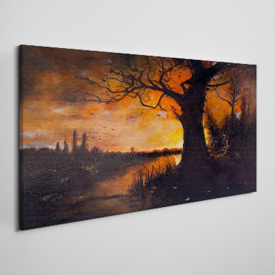 Vászonkép Arany óra a tónál