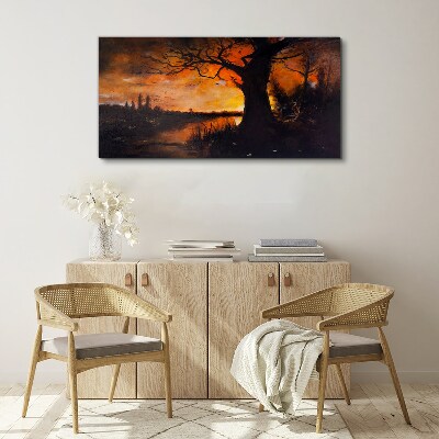 Vászonkép Arany óra a tónál