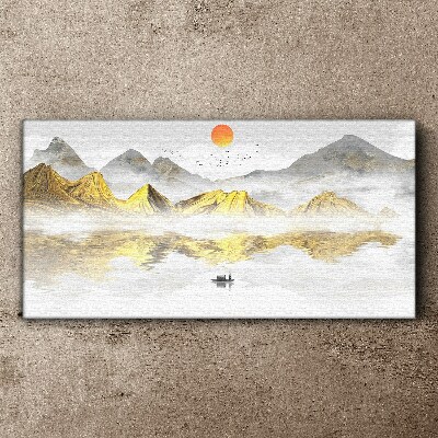 Vászonkép Arany hegyek a reggeli fényben