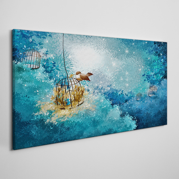 Vászonkép Egy ketrecbe zárt madár az égen