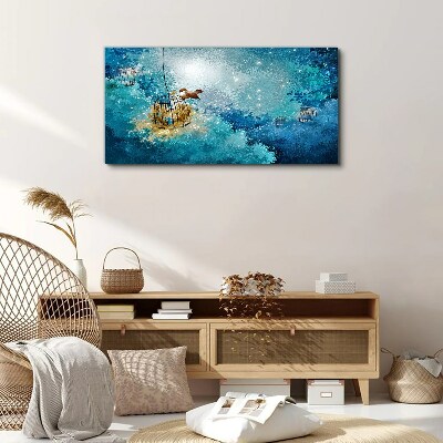 Vászonkép Egy ketrecbe zárt madár az égen