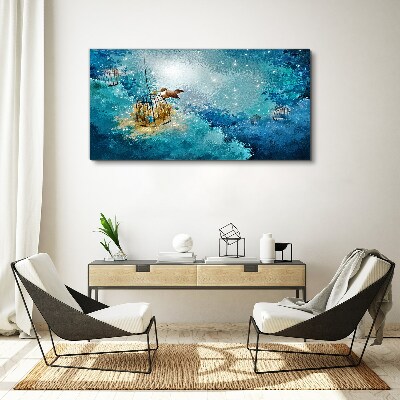 Vászonkép Egy ketrecbe zárt madár az égen