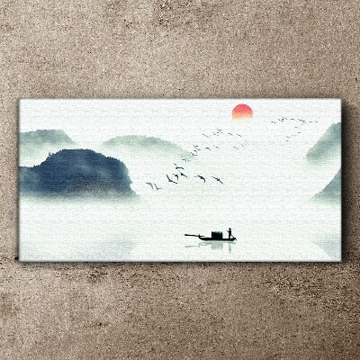 Vászonkép Csendes reggel a tóparton