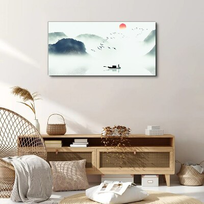 Vászonkép Csendes reggel a tóparton