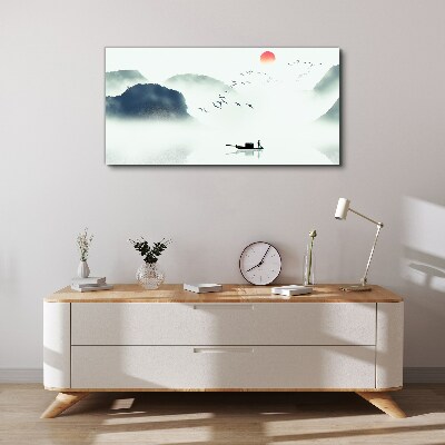 Vászonkép Csendes reggel a tóparton