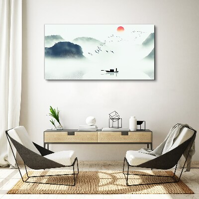 Vászonkép Csendes reggel a tóparton