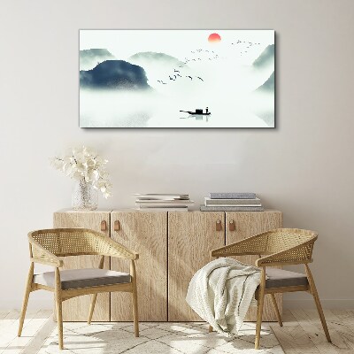 Vászonkép Csendes reggel a tóparton