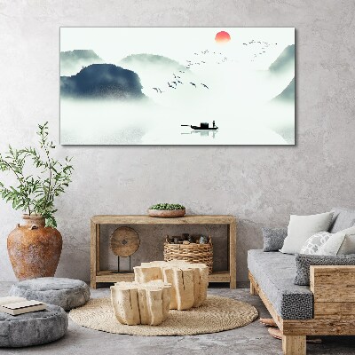 Vászonkép Csendes reggel a tóparton