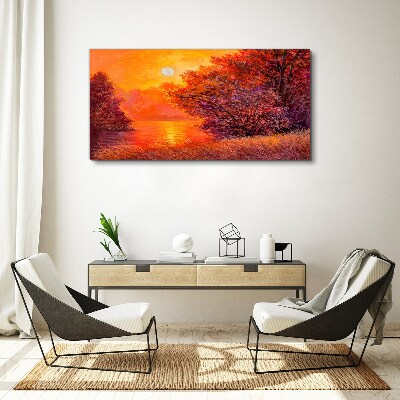 Vászonkép Arany óra a tónál