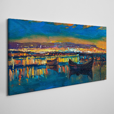 Vászonkép Az öböl a naplemente ragyogásában