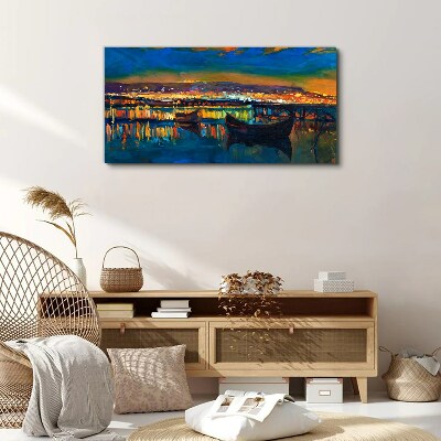 Vászonkép Az öböl a naplemente ragyogásában