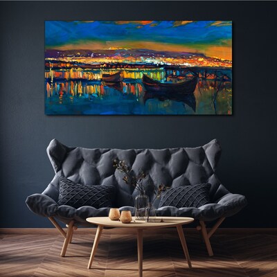 Vászonkép Az öböl a naplemente ragyogásában