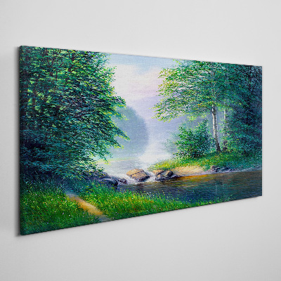 Vászonkép Nyugodt táj a folyó mellett