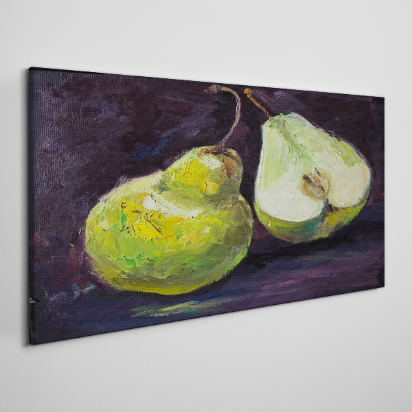 Vászonkép Zöld körte sötét alapon