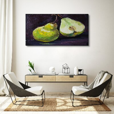 Vászonkép Zöld körte sötét alapon