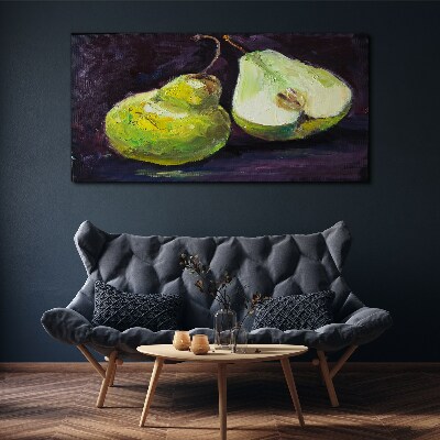 Vászonkép Zöld körte sötét alapon