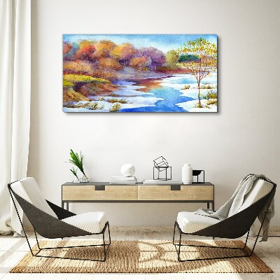 Vászonkép Tavaszi táj a folyó mellett