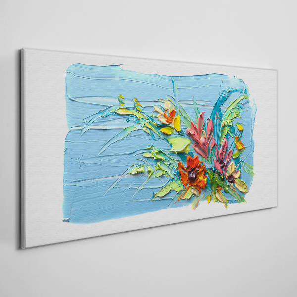 Vászonkép Virágok kék alapon