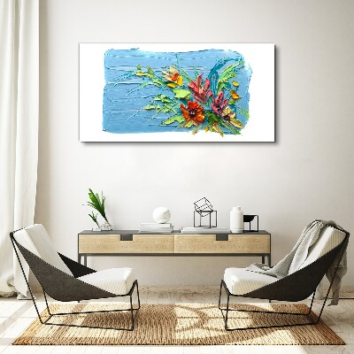 Vászonkép Virágok kék alapon