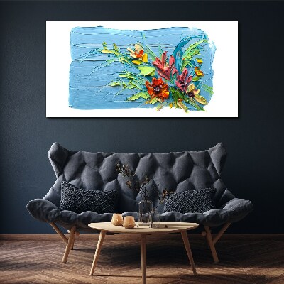 Vászonkép Virágok kék alapon