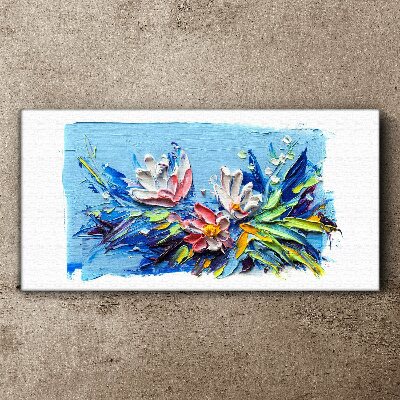 Vászonkép Virágos táj a kék árnyalataiban