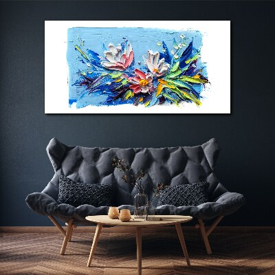 Vászonkép Virágos táj a kék árnyalataiban