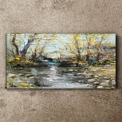 Vászonkép Tavaszi táj a patak mellett