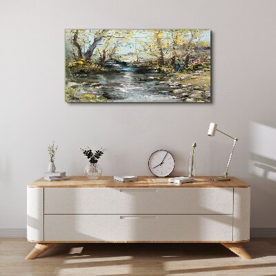 Vászonkép Tavaszi táj a patak mellett