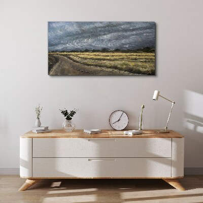 Vászonkép Viharos égbolt egy országút felett