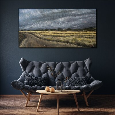 Vászonkép Viharos égbolt egy országút felett