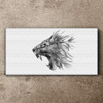Vászonkép Az oroszlán kiáltása a szürke árnyalataiban