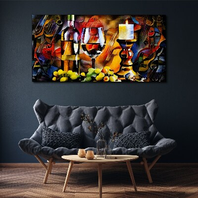 Vászonkép Egy este borral és gyümölccsel