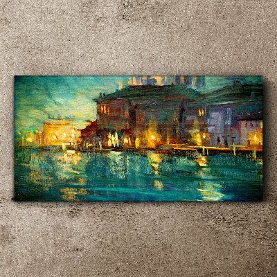 Vászonkép Esti ragyogás a víz felett