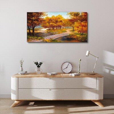 Vászonkép Aranyhíd az őszi parkban