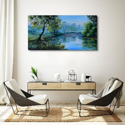 Vászonkép Nyugodt táj a folyó mellett