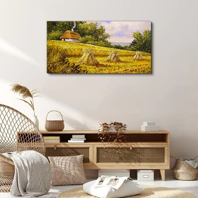 Vászonkép Arany mezők és egy vidéki házikó