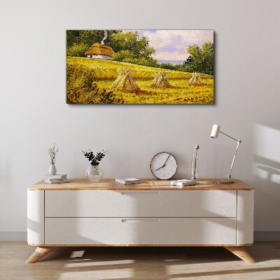 Vászonkép Arany mezők és egy vidéki házikó