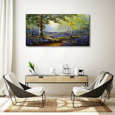 Vászonkép Virágos sikátor egy erdei tájban