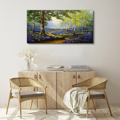 Vászonkép Virágos sikátor egy erdei tájban